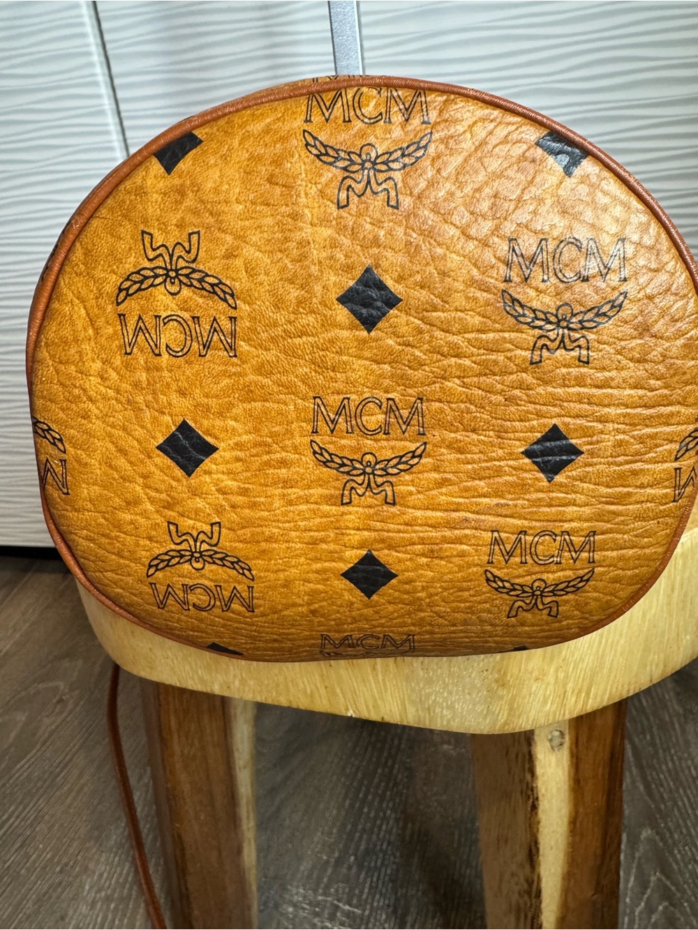 MCM Cognac Visetos Monogram Drawstring Bucket Bag - Picture 11 of 15